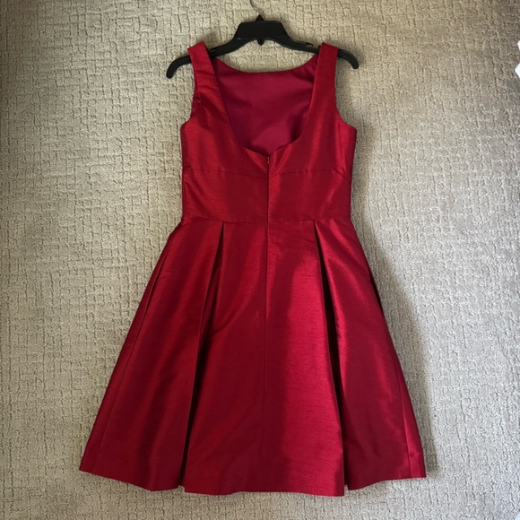 Alfred Sung Women’s Red Size 8 Formal Mini Dress Pleated Pockets Fully Lined - Picture 2 of 10